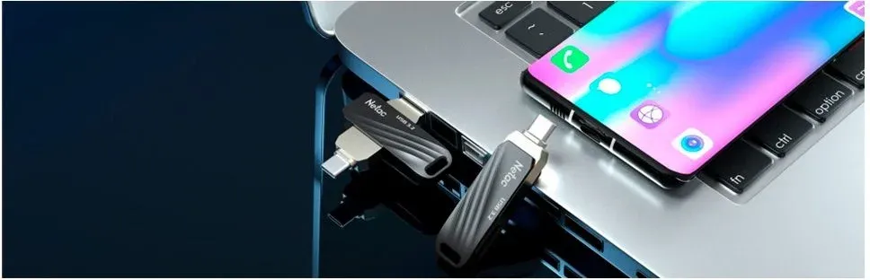 Флеш Диск Netac 128GB US1 NT03US11C-128G-32BK USB3.2 черный/серебристый, 128 ГБ - фото 2