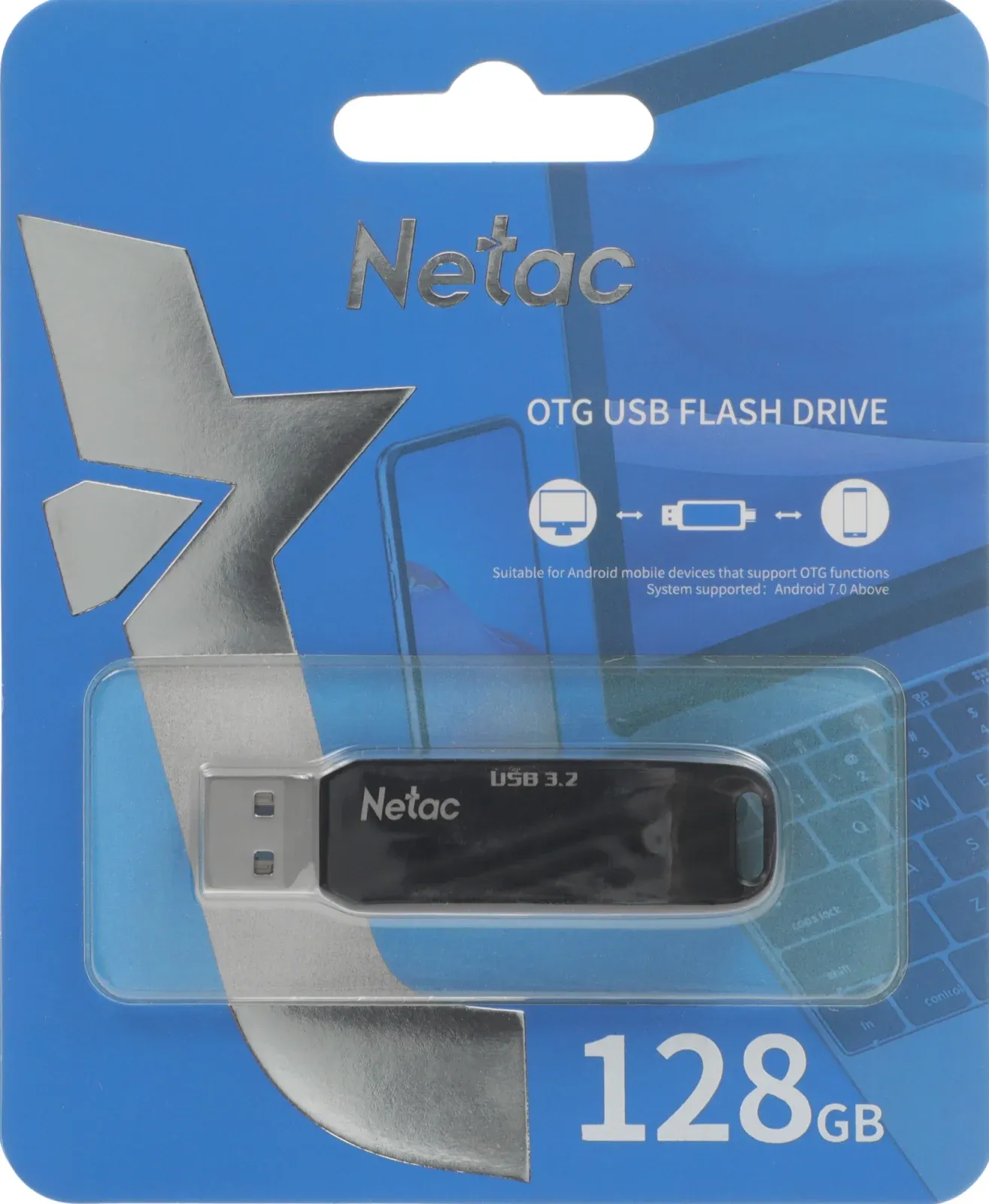 Флеш Диск Netac 128GB US1 NT03US11C-128G-32BK USB3.2 черный/серебристый, 128 ГБ - фото 3