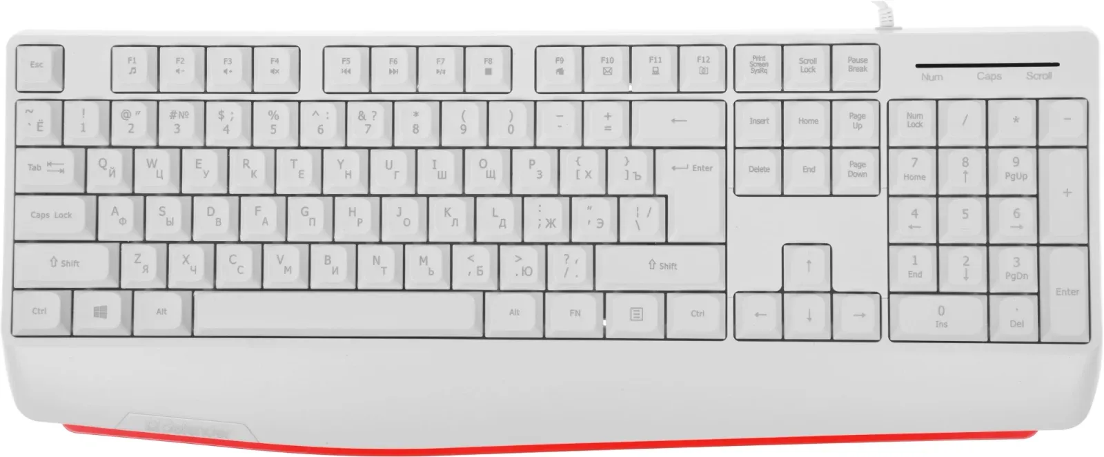 Клавиатура Defender HB-546 белый USB подставка для запястий 45547 кабель 1.8м