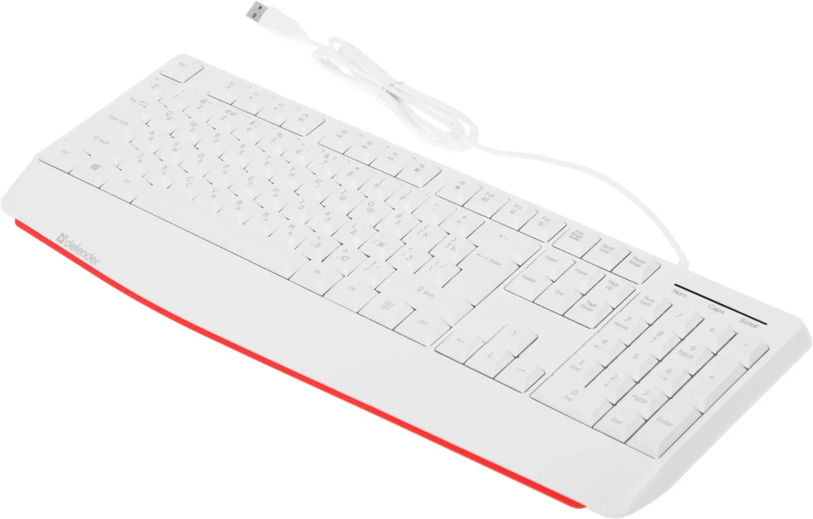 Клавиатура Defender HB-546 белый USB подставка для запястий 45547 кабель 1.8м - фото 4