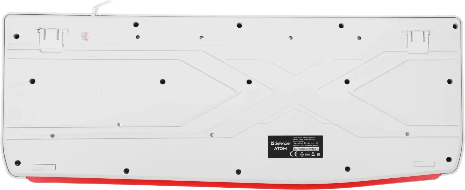 Клавиатура Defender HB-546 белый USB подставка для запястий 45547 кабель 1.8м - фото 6