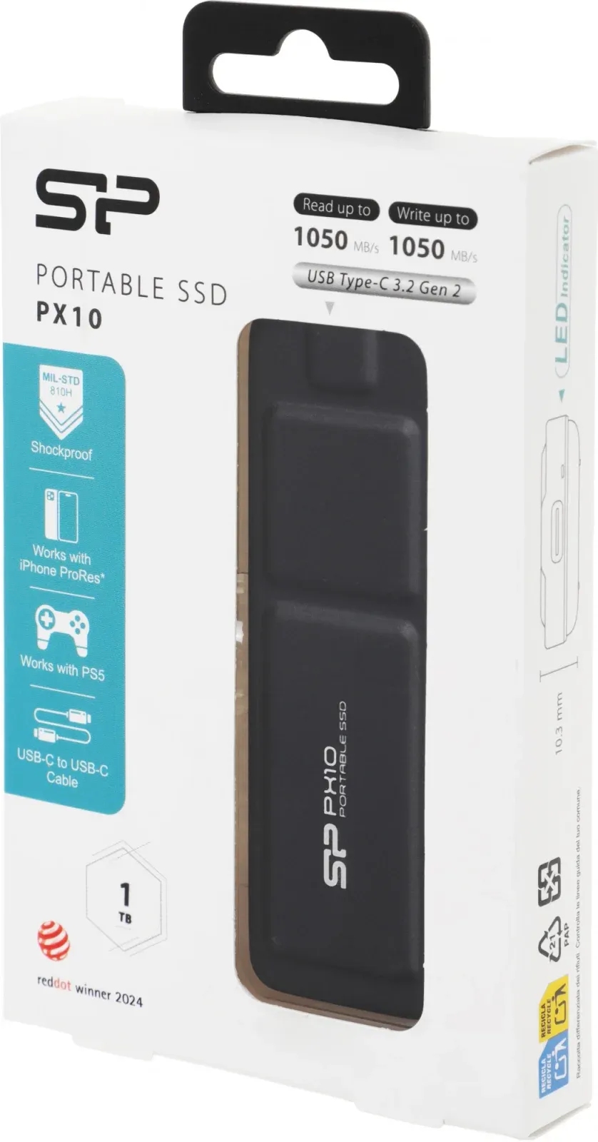 Накопитель SSD Silicon Power USB-C 1TB SP010TBPSDPX10CK PX10 черный - фото 6