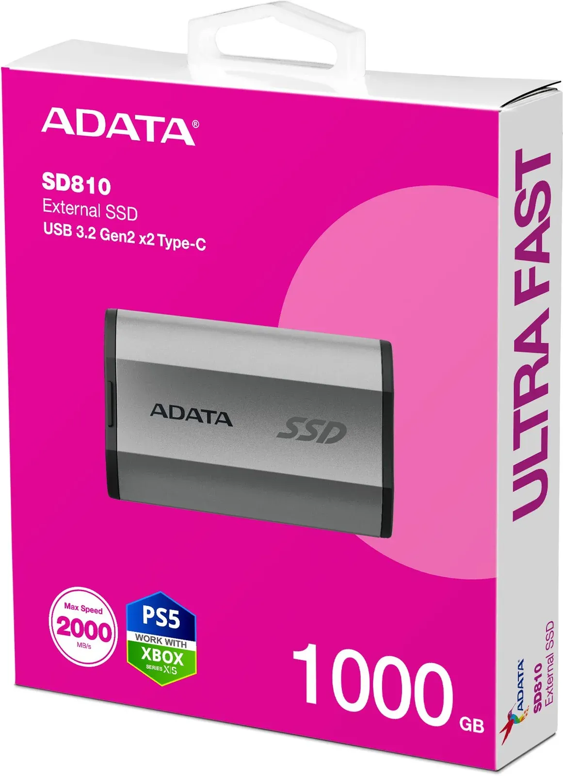 Накопитель SSD A-Data USB-C 1TB SD810-1000G-CSG SD810 1.8 серый - фото 6