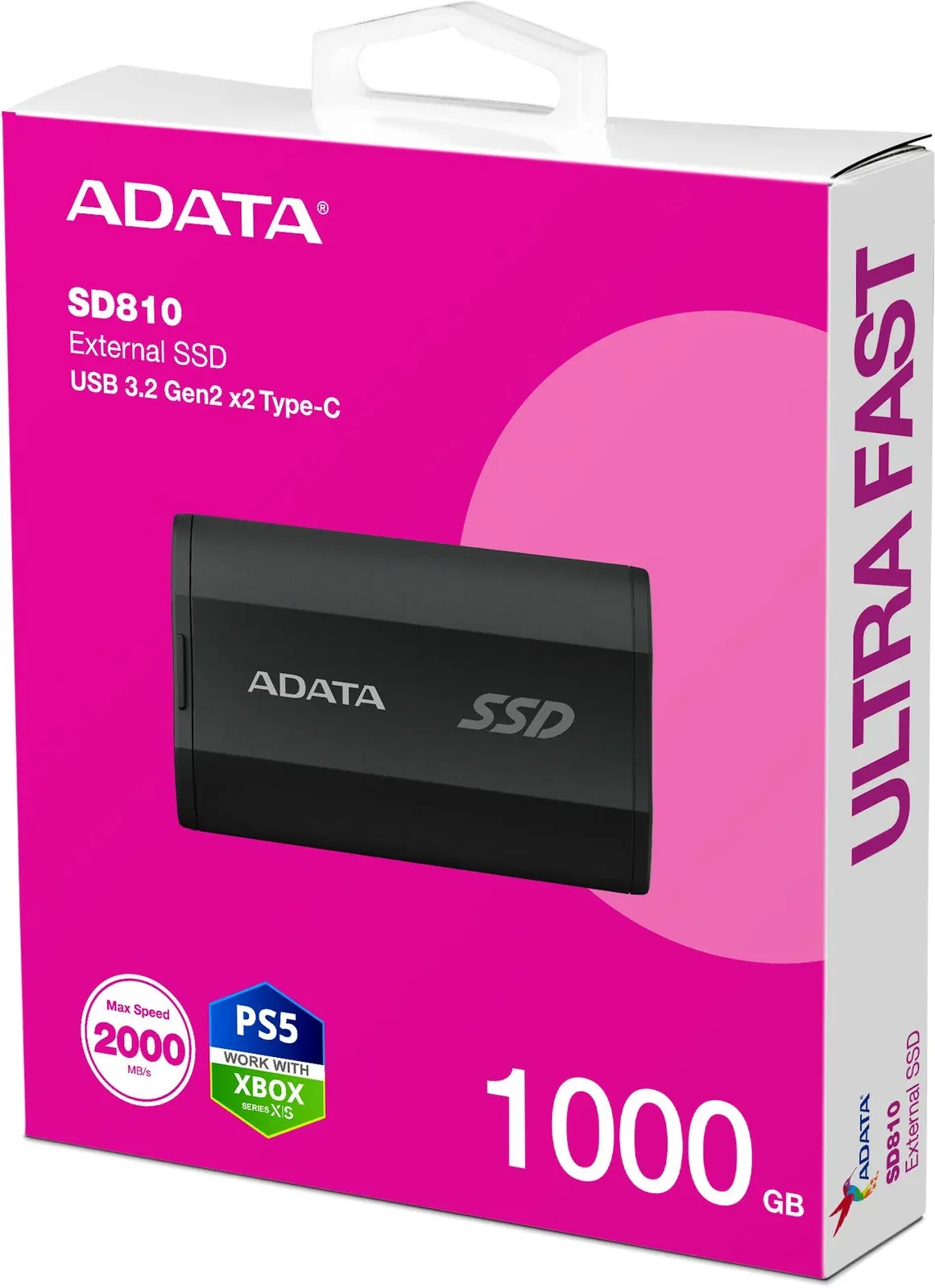 Накопитель SSD A-Data USB-C 1TB SD810-1000G-CBK SD810 1.8 черный - фото 6
