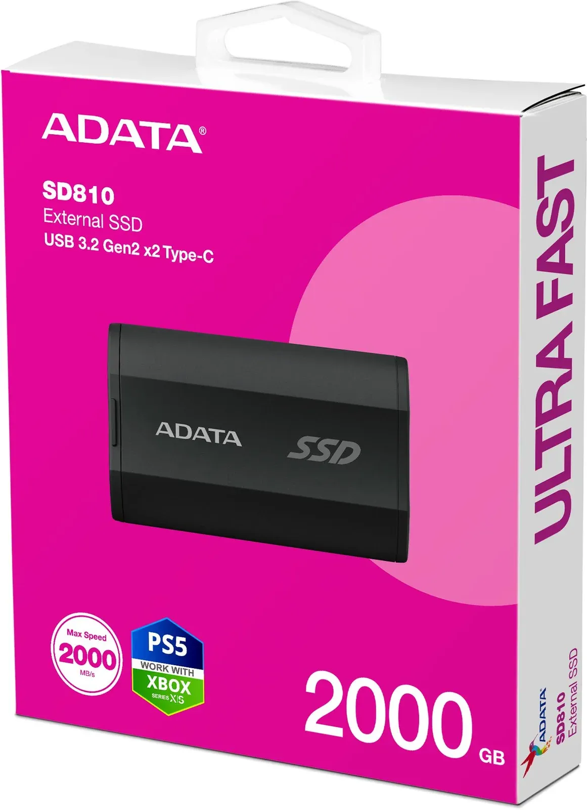 Накопитель SSD A-Data USB-C 2TB SD810-2000G-CBK SD810 1.8 черный - фото 6
