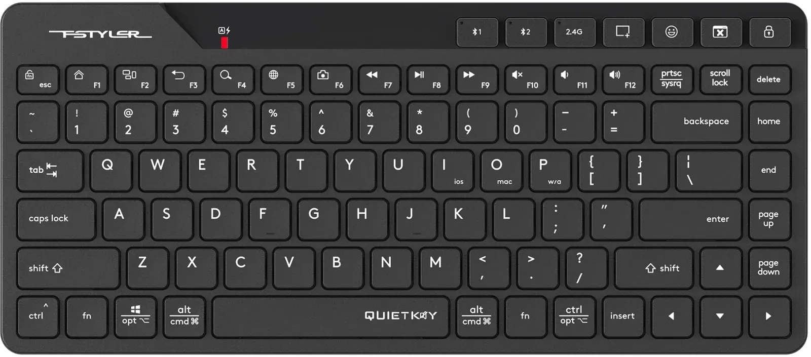 Клавиатура A4Tech FBK26C AS черный USB беспроводная BT/Radio slim Multimedia