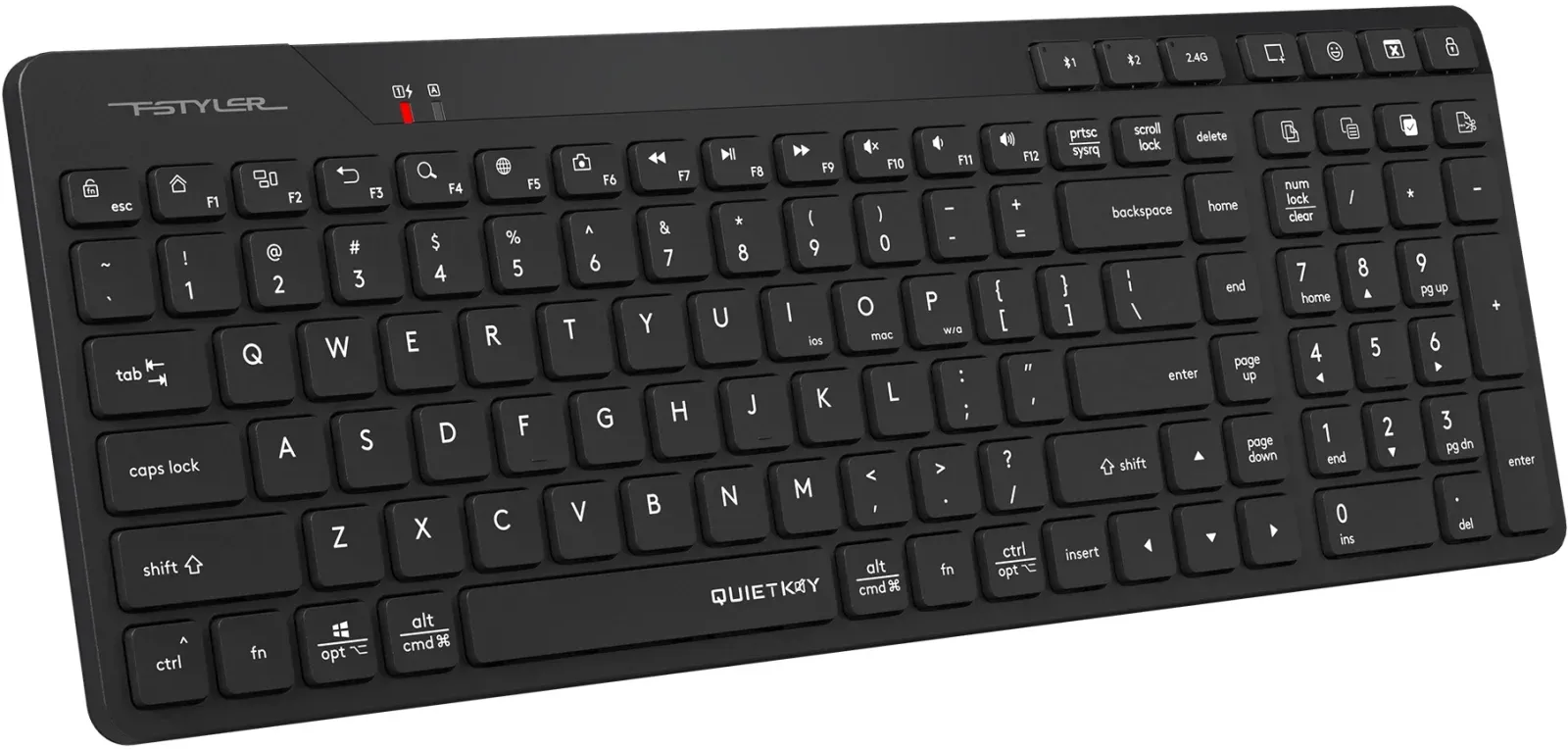 Клавиатура A4Tech FBK27C AS черный USB беспроводная BT/Radio slim Multimedia - фото 2