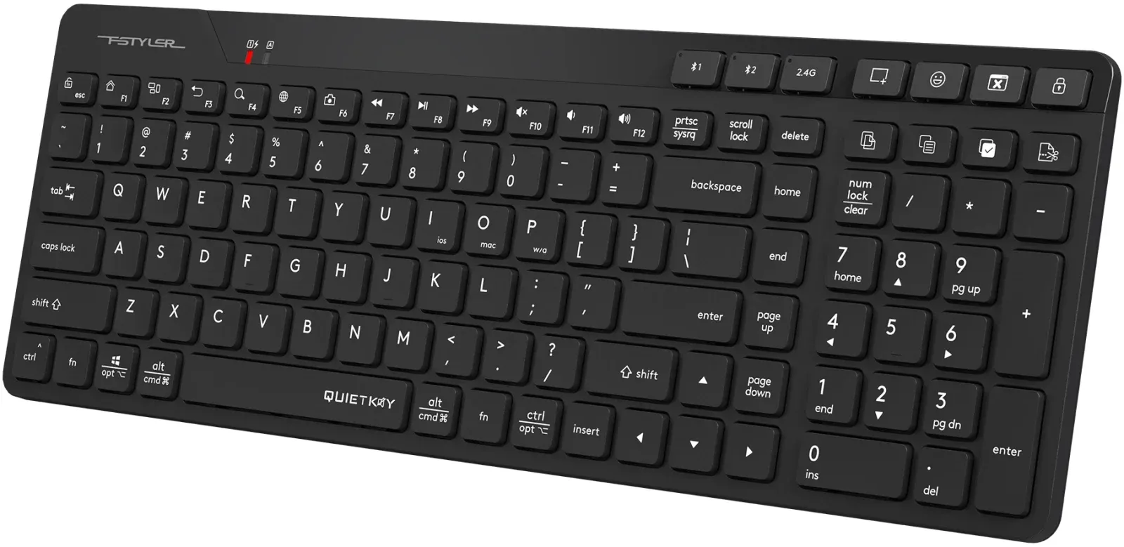 Клавиатура A4Tech FBK27C AS черный USB беспроводная BT/Radio slim Multimedia - фото 3