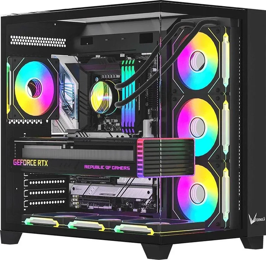 Корпус Formula Crystal Z9 черный без БП ATX 7x120mm 2xUSB3.0 audio bott PSU - фото 1