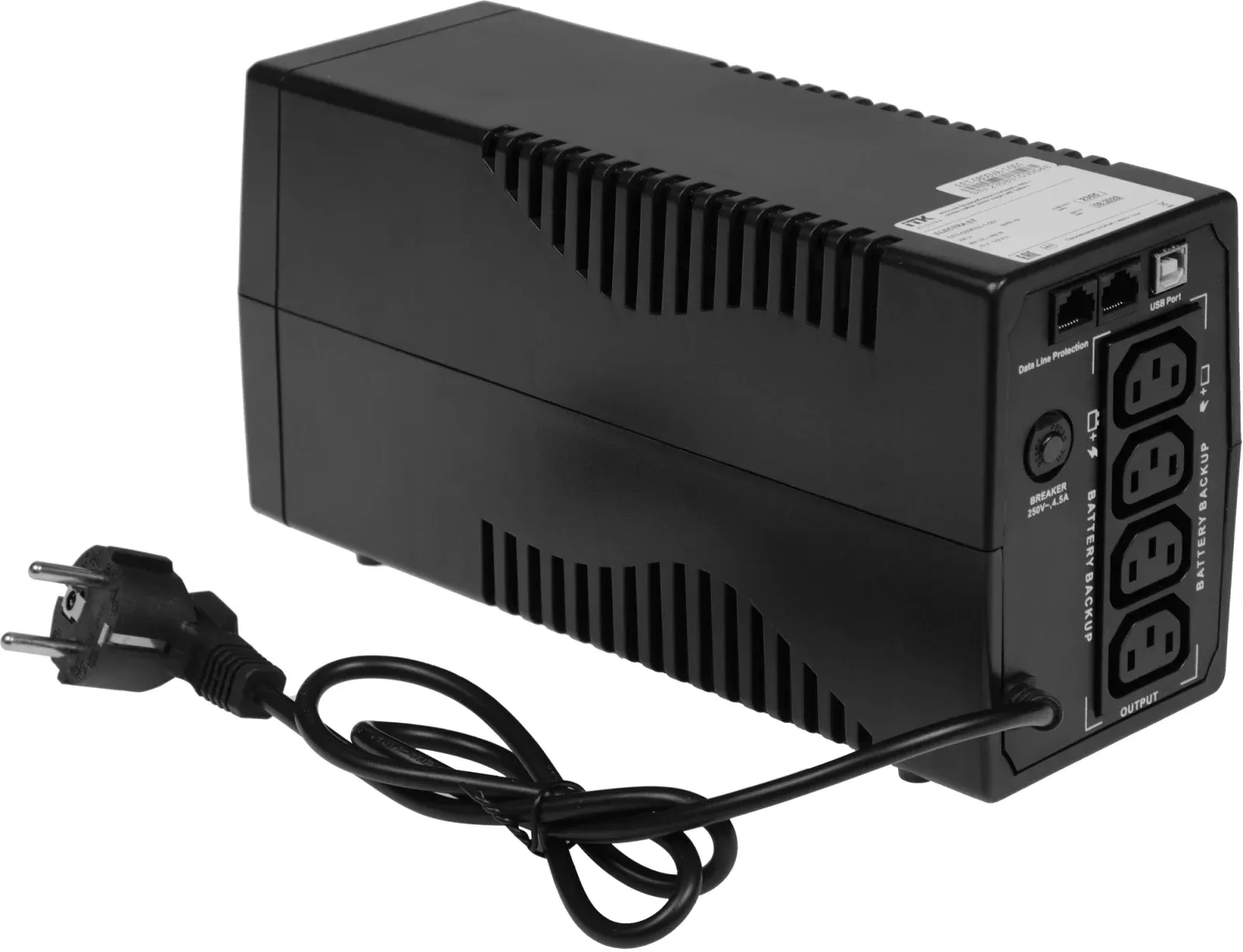 Источник бесперебойного питания ITK Electra EET-0800VA-1-001 480Вт 800ВА черный - фото 3