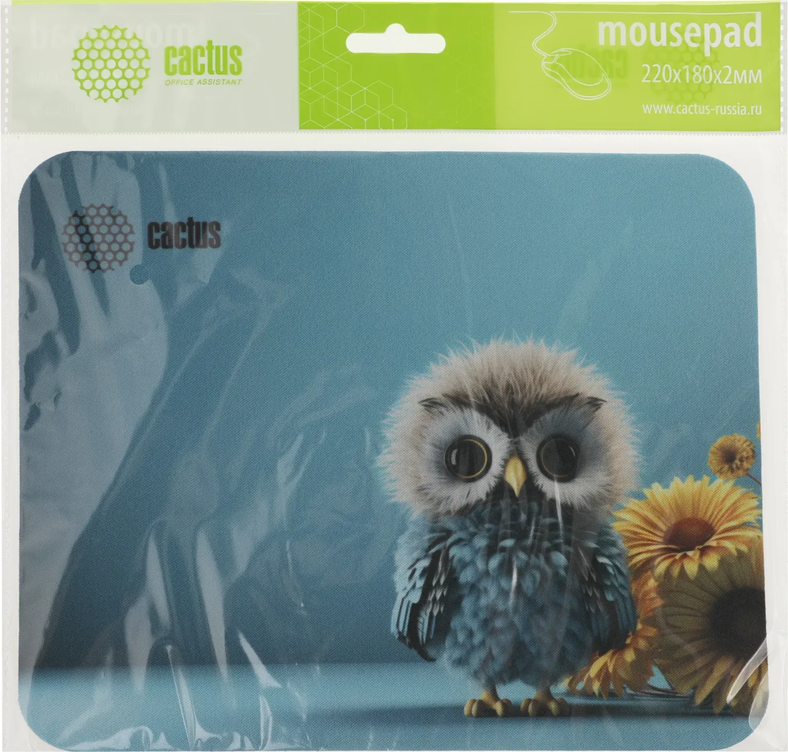 Коврик для мыши Cactus Owl blue рисунок 220x180x2мм CS-MP-P07XS - фото 2