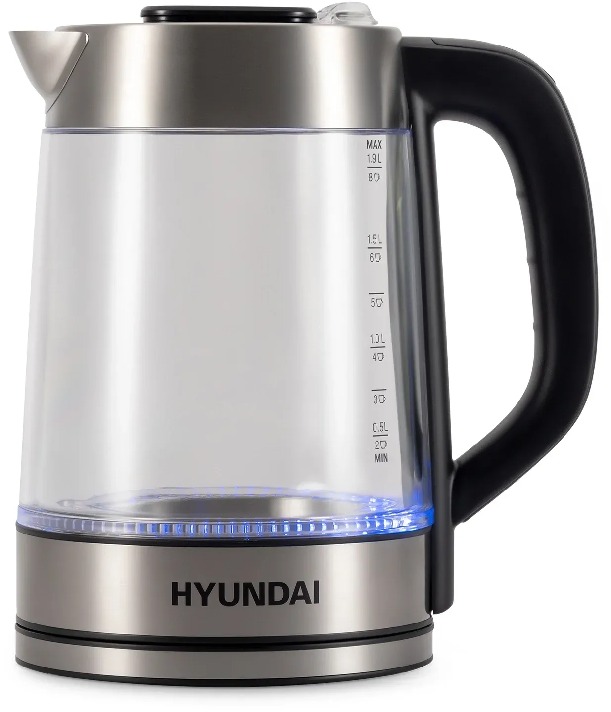 Чайник электрический Hyundai HYK-G4015 1.9л. 2200Вт черный/серебристый корпус: стекло - фото 4