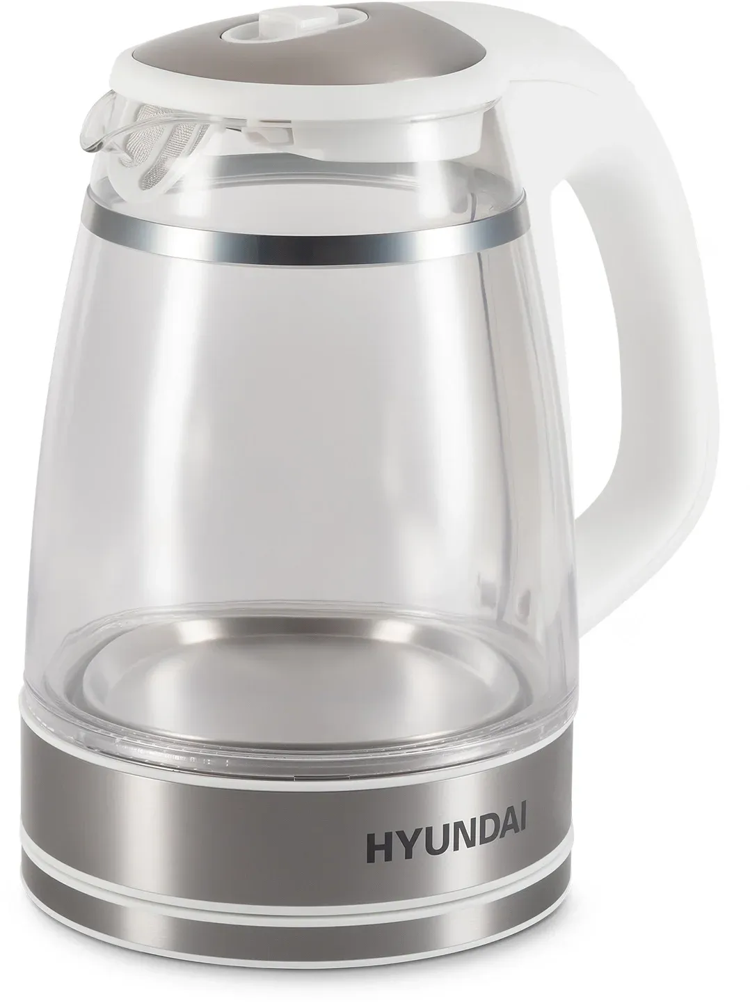 Чайник электрический Hyundai HYK-G3506 1.7л. 2200Вт белый/серебристый корпус: стекло - фото 1