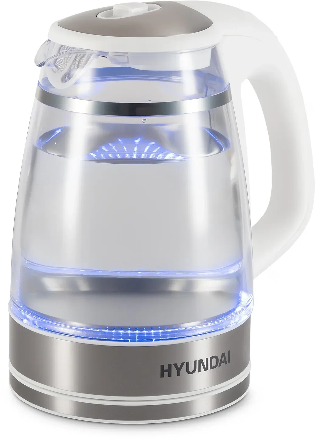 Чайник электрический Hyundai HYK-G3506 1.7л. 2200Вт белый/серебристый корпус: стекло - фото 2