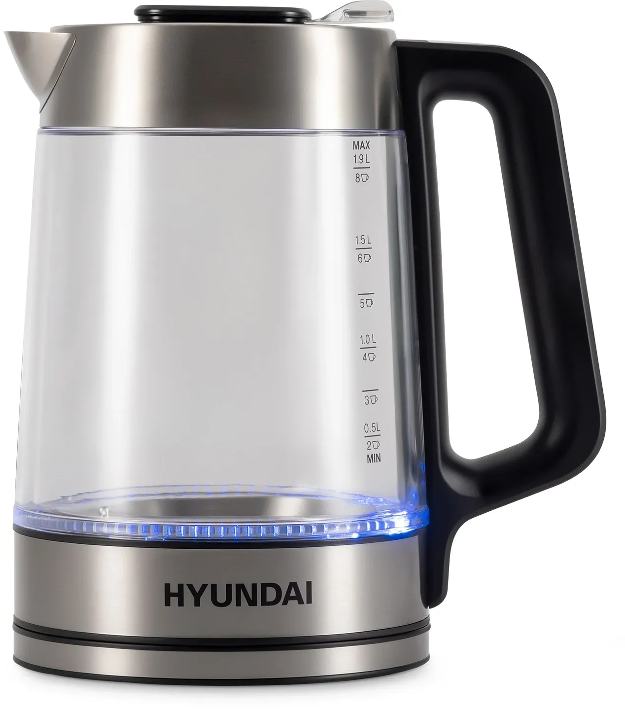 Чайник электрический Hyundai HYK-G5607 1.9л. 2200Вт черный/серебристый корпус: стекло - фото 5