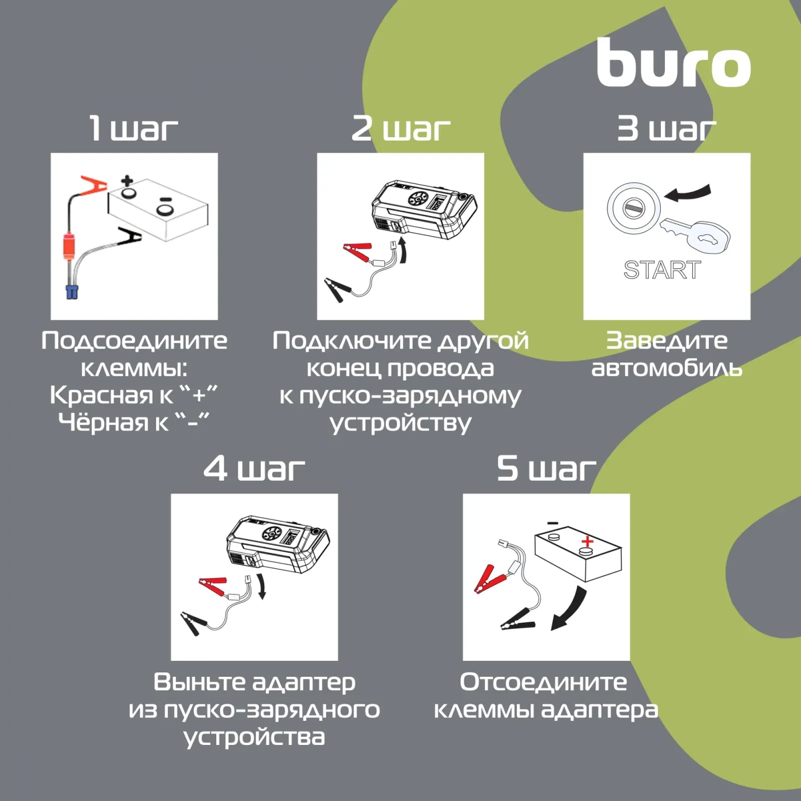 Пуско-зарядное устройство Buro SJ-K80 с воздушным компрессором - фото 8