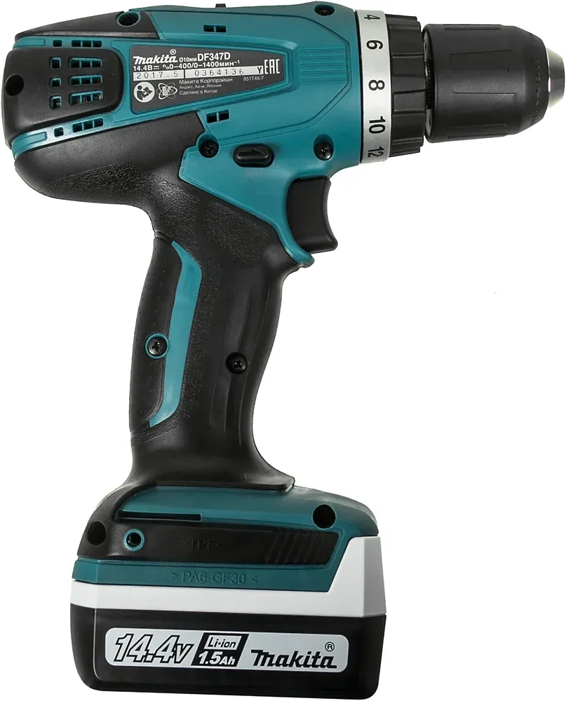 Дрель-шуруповерт Makita DF347DWE аккум. патрон:быстрозажимной кейс в комплекте - фото 3