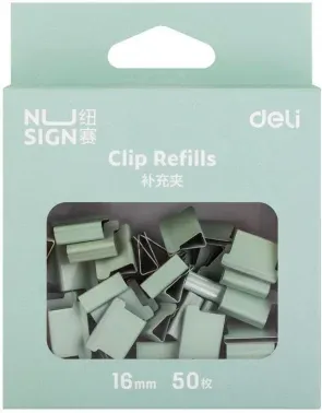Зажимы Deli NS086GREEN Nusign для клиппера 16мм зеленый упак.:50шт картонная коробка - фото 2