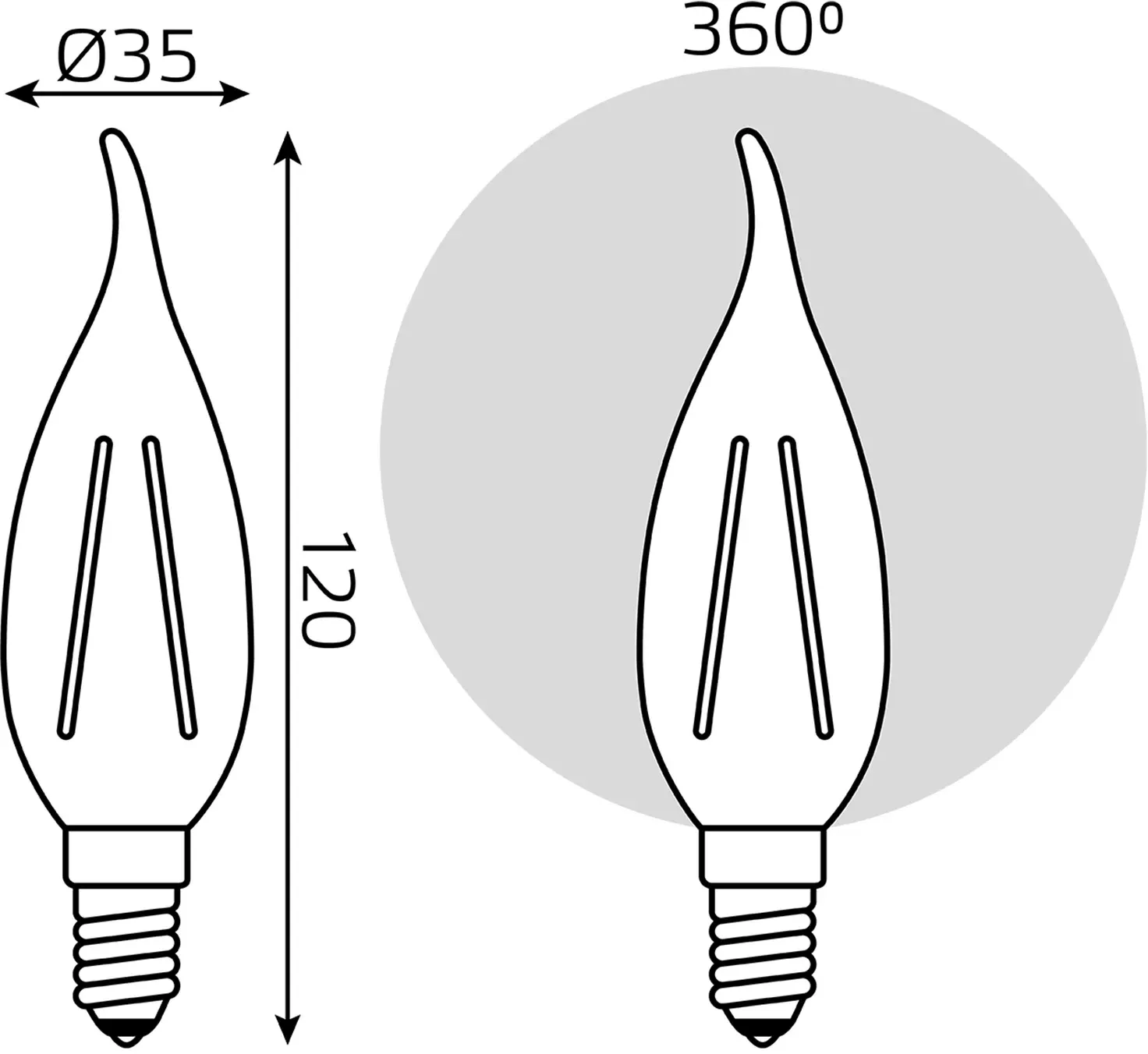 Лампа филам. Gauss Filament 11Вт цок.:E14 свеча 220B св.свеч.бел.теп. CF35 упак.:10шт 104801111 - фото 6