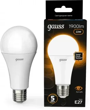 Лампа светодиодная Gauss A70 22Вт цок.:E27 груша 220B св.свеч.бел.теп. упак.:10шт 102502122 - фото 7