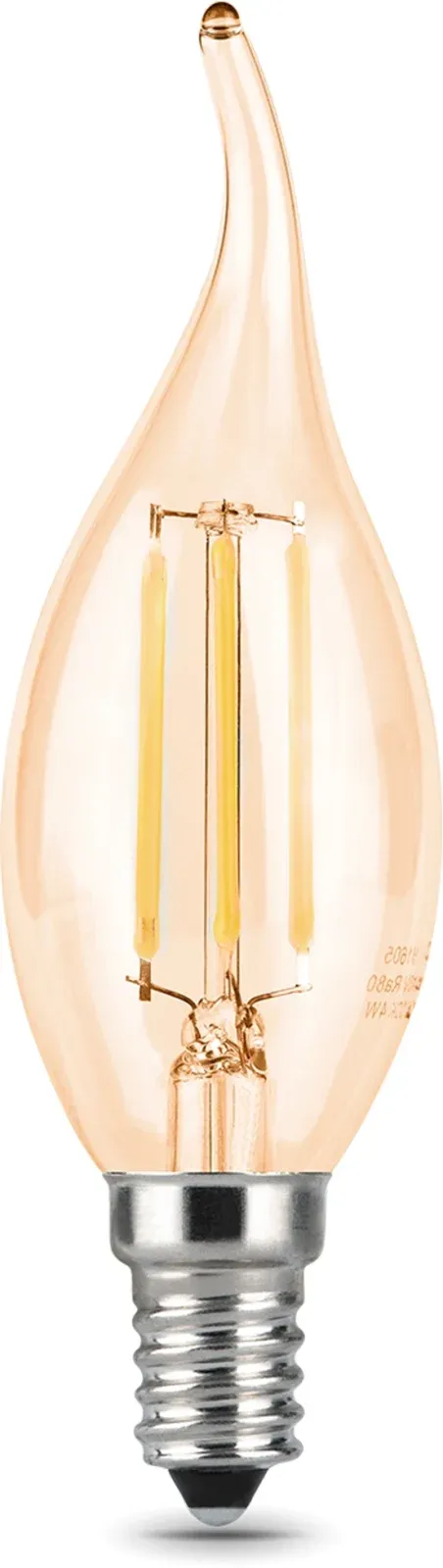 Лампа филам. Gauss Filament 5Вт цок.:E14 свеча 220B св.свеч.бел.нейт. упак.:10шт 104801805, прозрачный - фото 2
