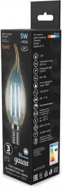 Лампа филам. Gauss Filament 5Вт цок.:E14 свеча 220B св.свеч.бел.нейт. упак.:10шт 104801805, прозрачный - фото 8