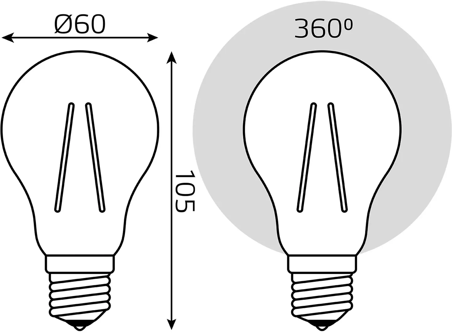Лампа филам. Gauss Filament A60 6Вт цок.:E27 груша 220B св.свеч.бел.нейт. упак.:10шт 102802206, прозрачный - фото 6