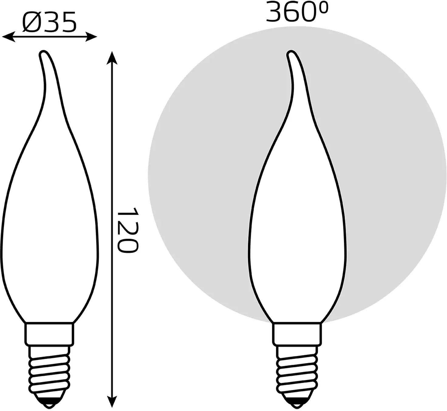 Лампа филам. Gauss Filament 5Вт цок.:E14 свеча 220B св.свеч.бел.теп. упак.:10шт 104201105 - фото 6