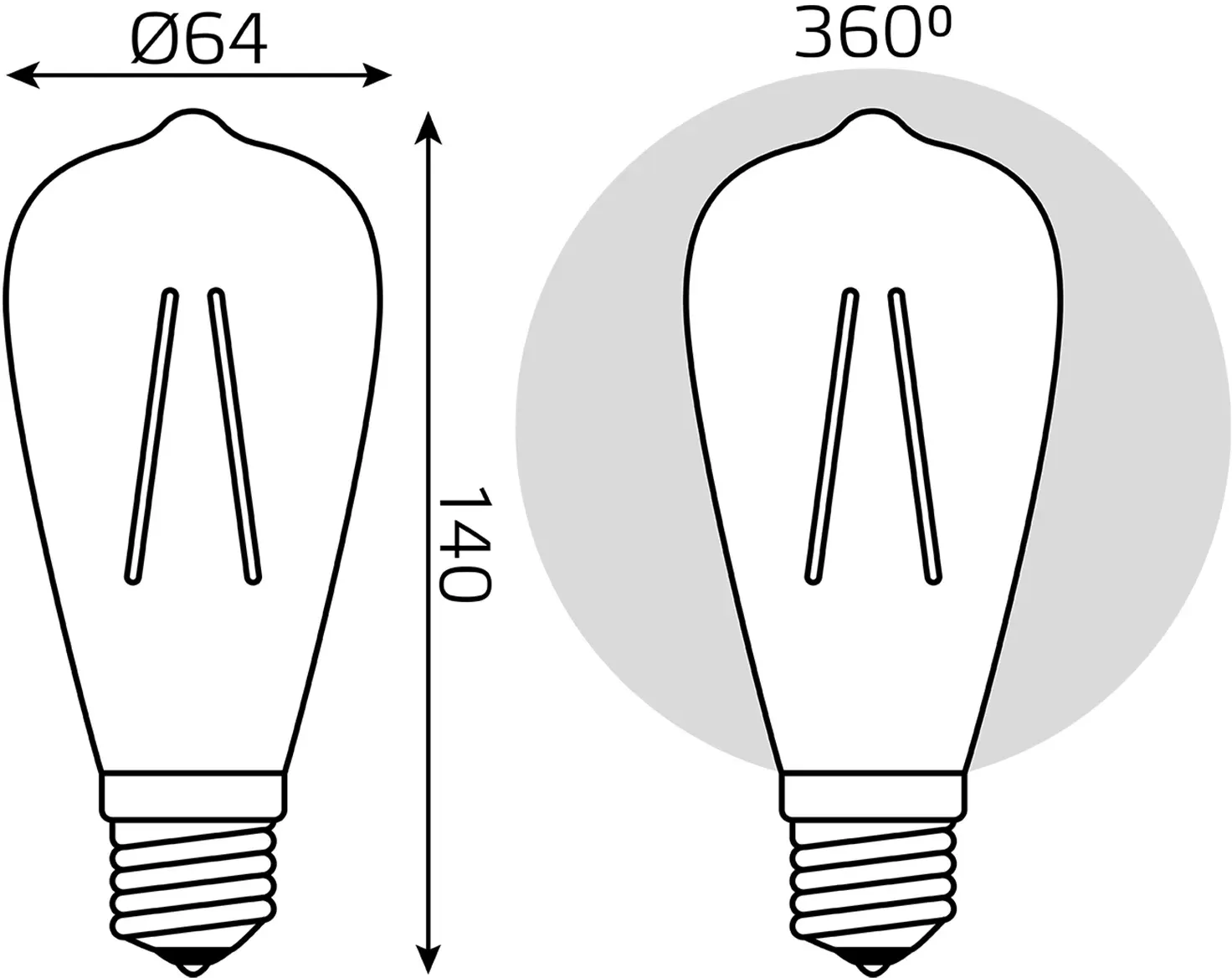 Лампа филам. Gauss Filament ST64 8Вт цок.:E27 эдисон 220B св.свеч.бел.теп. упак.:10шт 157802008, прозрачный - фото 7