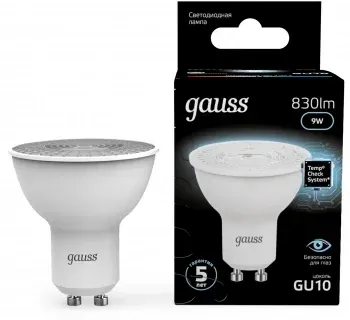 Лампа светодиодная Gauss 101506209 9Вт цок.:GU10 рефлек. 220B св.свеч.бел.нейт. MR16 упак.:10шт - фото 7