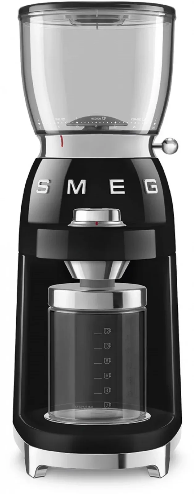 Кофемолка Smeg CGF11BLEU 150Вт ручная сист.помол.:жернова вместим.:350гр черный/серебристый - фото 2