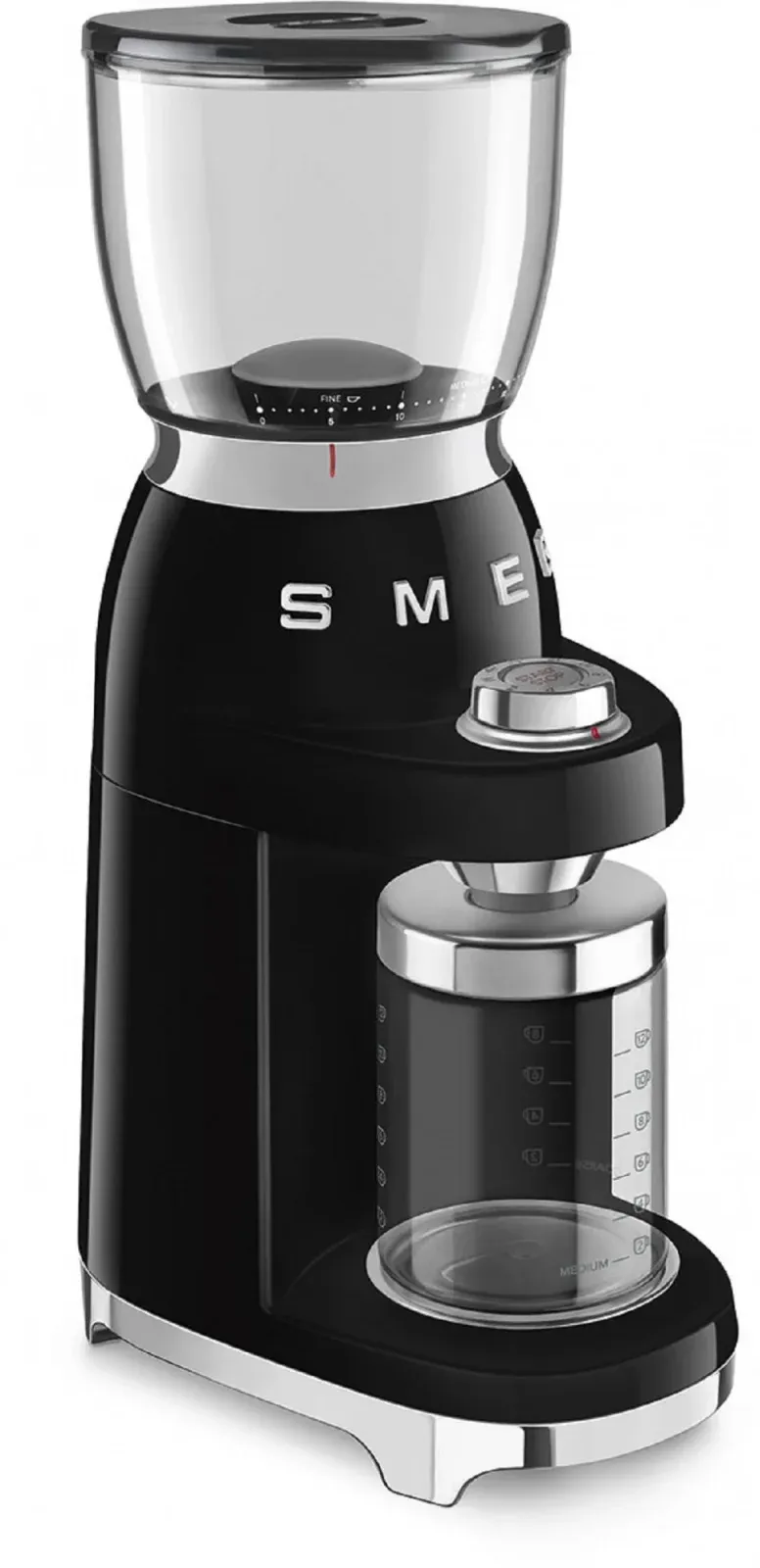 Кофемолка Smeg CGF11BLEU 150Вт ручная сист.помол.:жернова вместим.:350гр черный/серебристый - фото 3