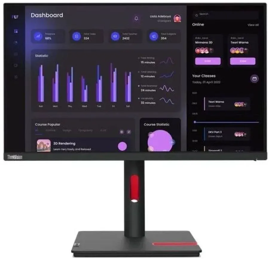 Монитор Lenovo 23.8 ThinkVision T24i-30 черный IPS LED 4ms 16:9 HDMI матовая HAS Piv 250cd 178гр/178гр 1920x1080 60Hz VGA DP FHD USB 5.4кг - фото 1