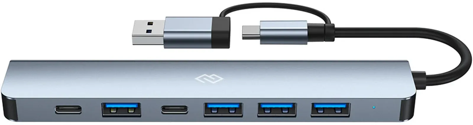 Разветвитель USB-C + USB-A Digma DHUB-7USB-AC 7порт. серебристый - фото 2
