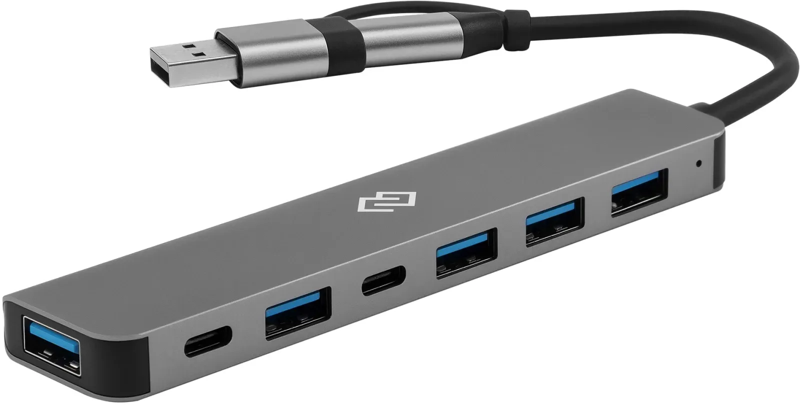 Разветвитель USB-C + USB-A Digma DHUB-7USB-AC 7порт. серебристый - фото 3