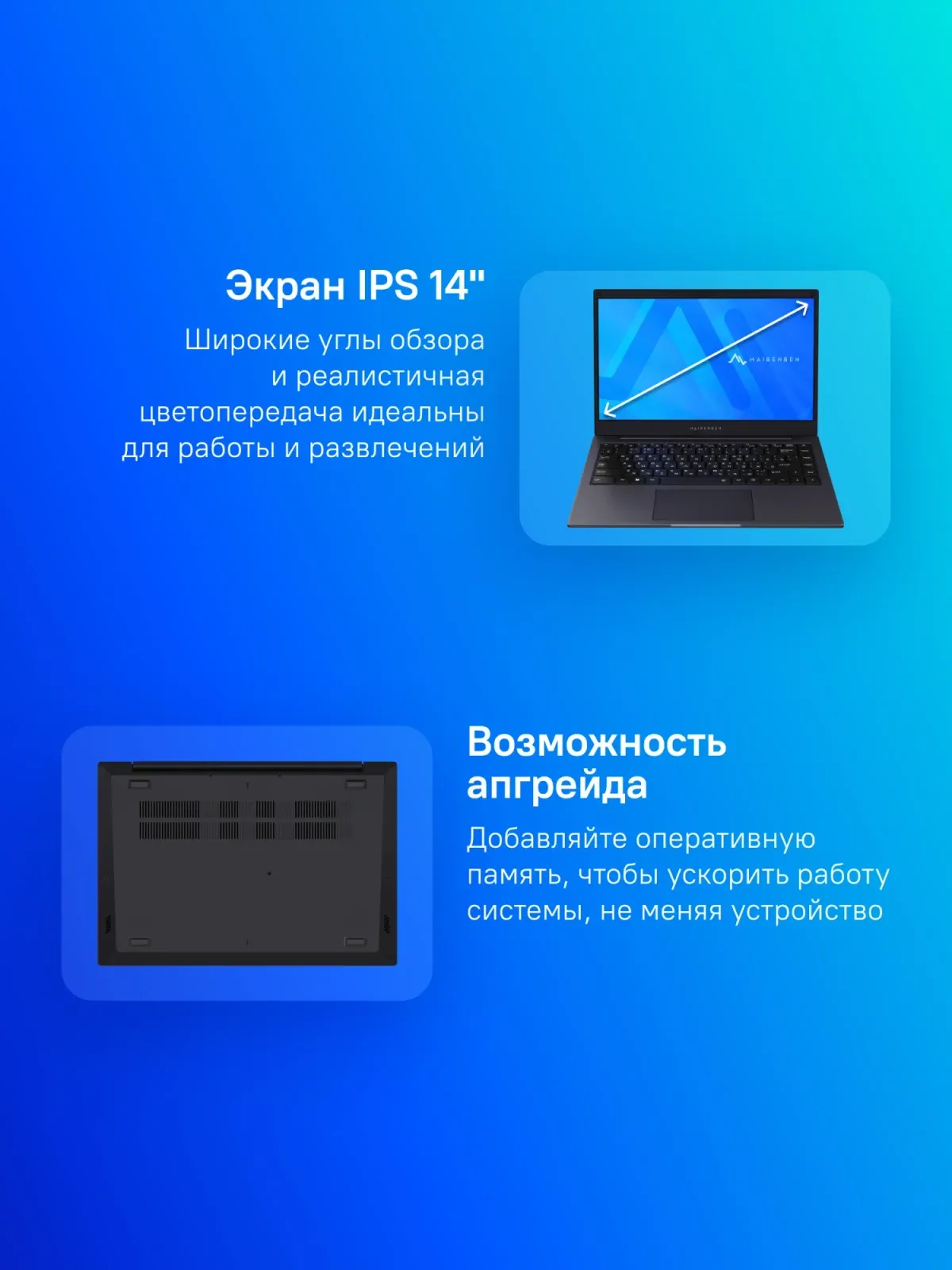 Ноутбук Maibenben S14A-R545UM Ryzen 5 Pro 4650U 8Gb SSD256Gb AMD Radeon Graphics 14 IPS FHD 1920x1080 Linux dk.blue WiFi BT Cam 5000mAh S14A-R545UMA1SLURE0 - фото 3