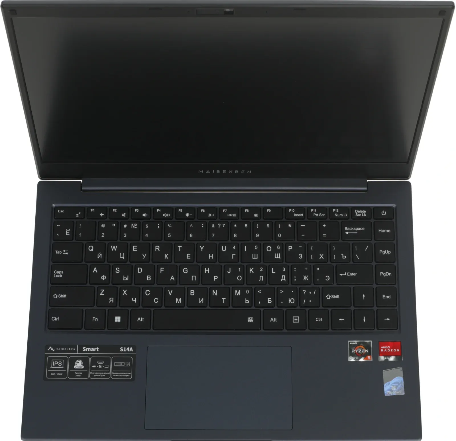 Ноутбук Maibenben S14A-R545UM Ryzen 5 Pro 4650U 8Gb SSD256Gb AMD Radeon Graphics 14 IPS FHD 1920x1080 Windows 11 Home dk.blue WiFi BT Cam 5000mAh S14A-R545UMA1SHURE0 - фото 3