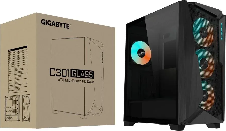 Корпус Gigabyte GB-C301G черный без БП ATX 3x120mm 5x140mm 2xUSB3.0 audio bott PSU - фото 2