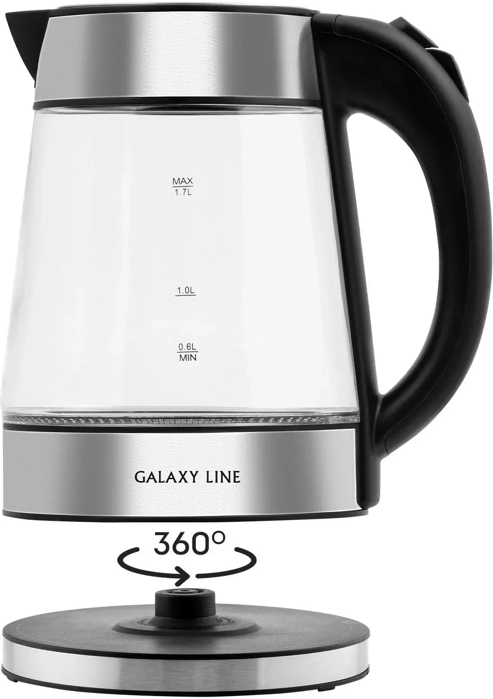 Чайник электрический Galaxy Line GL 0561 1.7л. 2200Вт серебристый корпус: стекло/пластик ГЛ0561 - фото 7