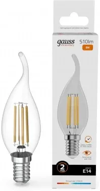 Лампа филам. Gauss Filament 8Вт цок.:E14 свеча 220B св.свеч.бел.теп. упак.:10шт 42118, прозрачный - фото 7