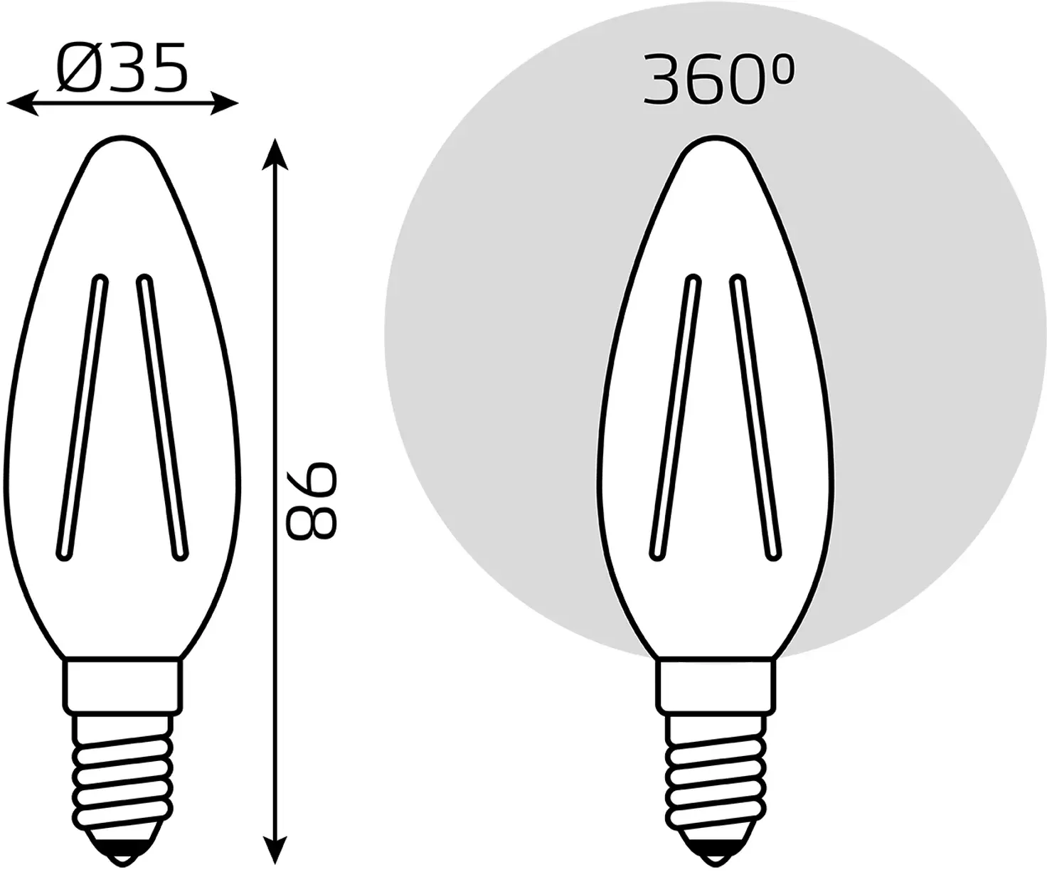 Лампа филам. Gauss Filament 10Вт цок.:E14 свеча 220B св.свеч.бел.теп. упак.:10шт 32110, прозрачный - фото 6