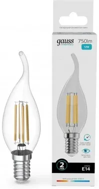 Лампа филам. Gauss Filament 12Вт цок.:E14 свеча 220B св.свеч.бел.нейт. упак.:10шт 42122, прозрачный - фото 7