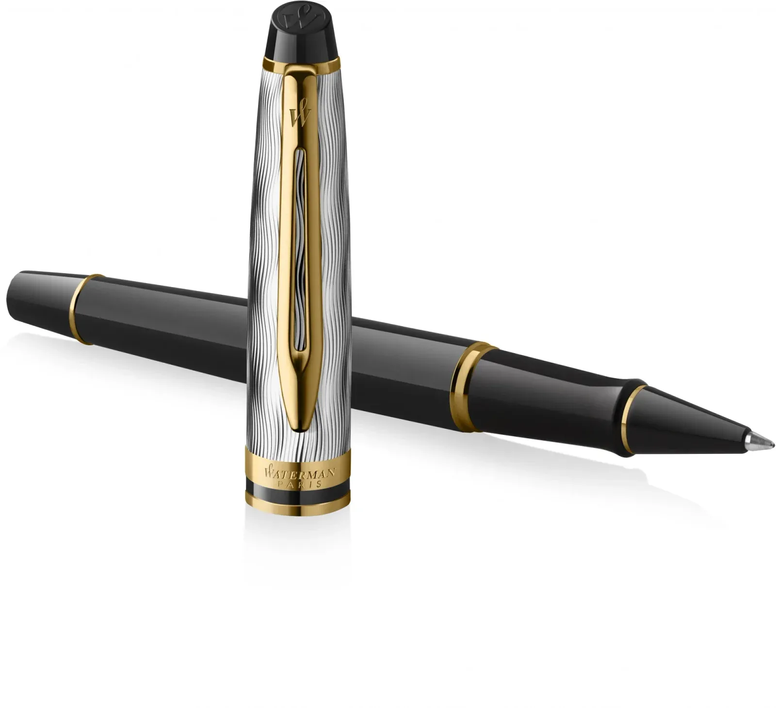 Ручка роллер Waterman Reflections of Paris Expert DeLuxe 2200941 Black GT F черн. черн. подар.кор. золотистый - фото 2