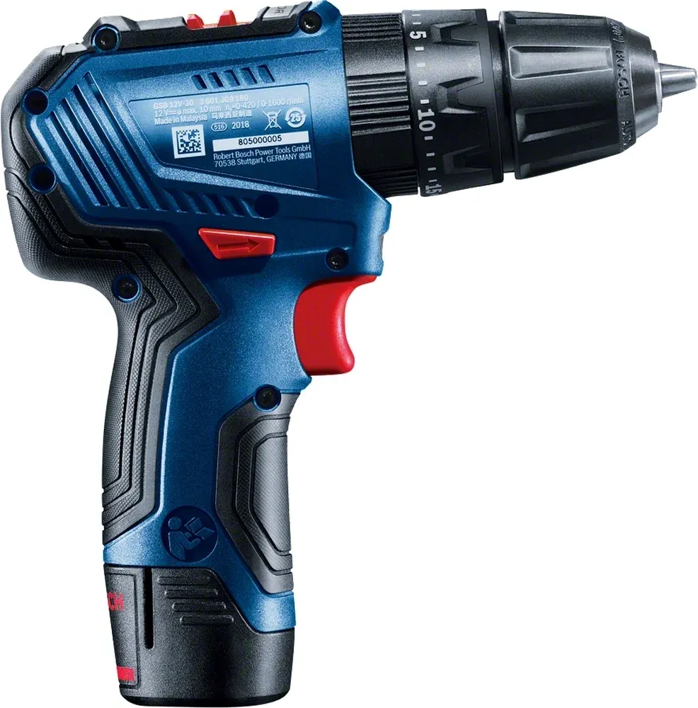 Дрель-шуруповерт Bosch GSB 12V-30 аккум. патрон:быстрозажимной кейс в комплекте 06019G9100 - фото 3