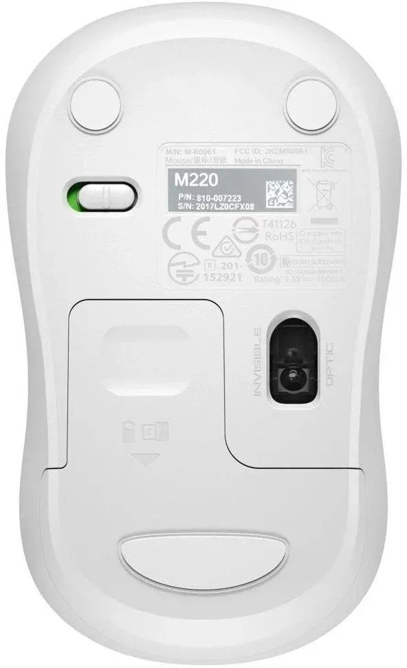 Мышь Logitech Silent M220 белый оптическая 1000dpi silent беспров. USB 2but 910-006508 - фото 5