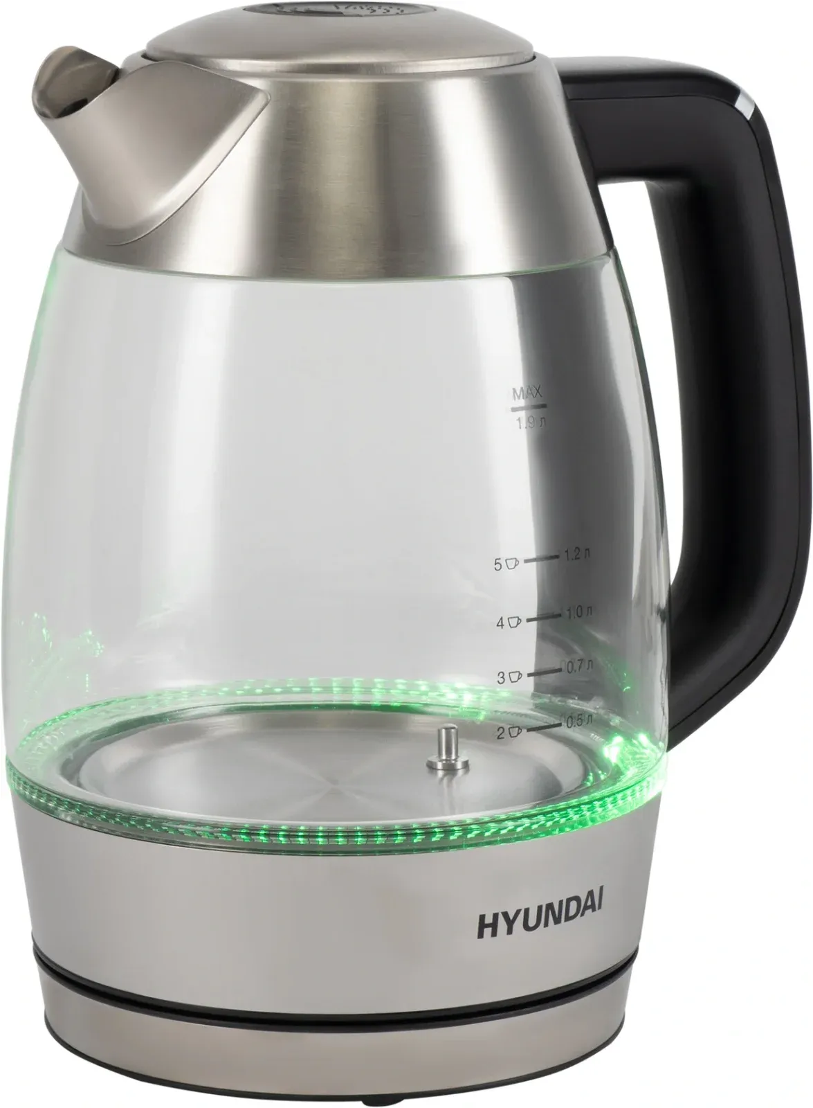 Чайник электрический Hyundai HYK-G9408 1.9л. 2200Вт черный/серебристый корпус: стекло - фото 2