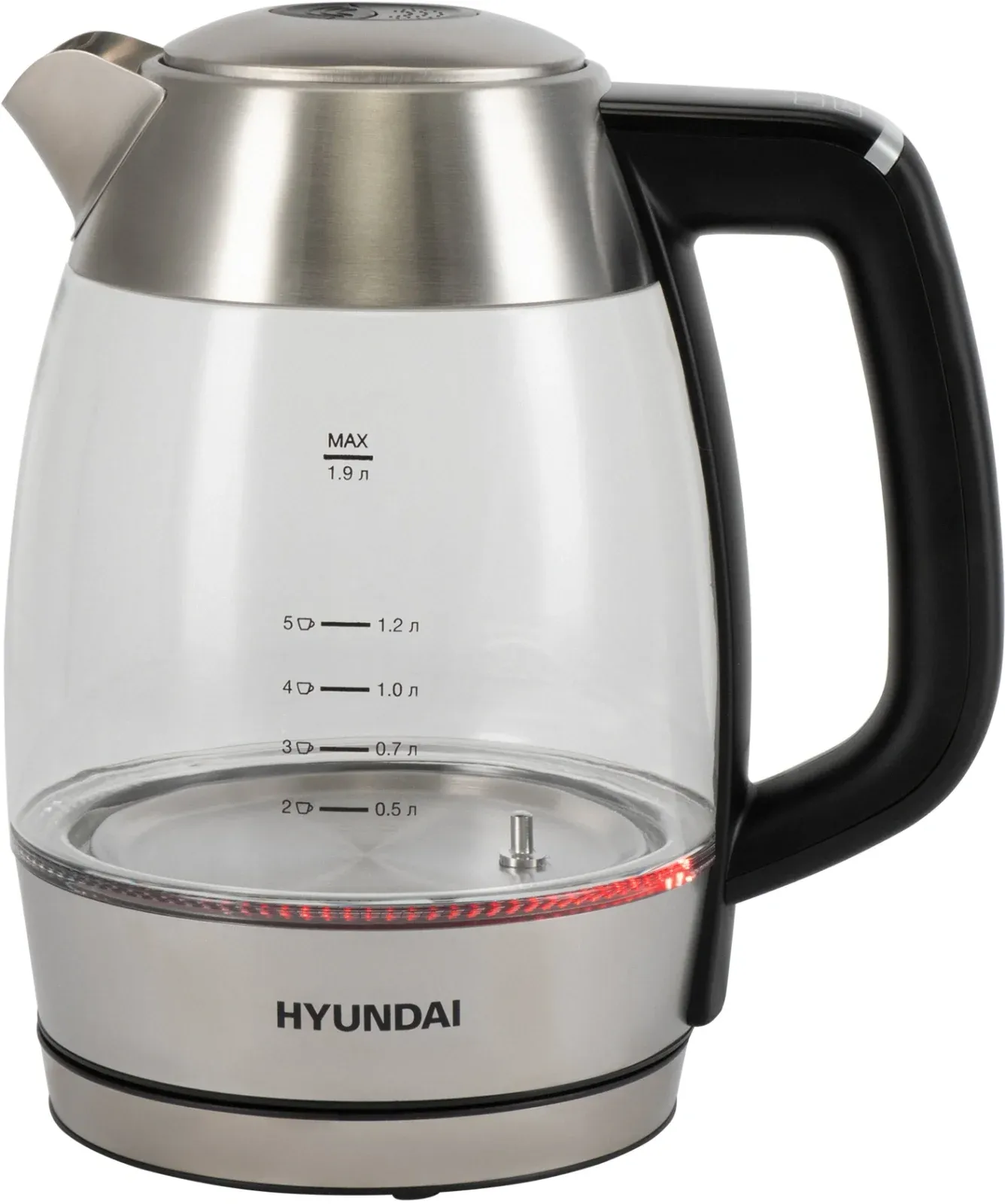 Чайник электрический Hyundai HYK-G9408 1.9л. 2200Вт черный/серебристый корпус: стекло - фото 3