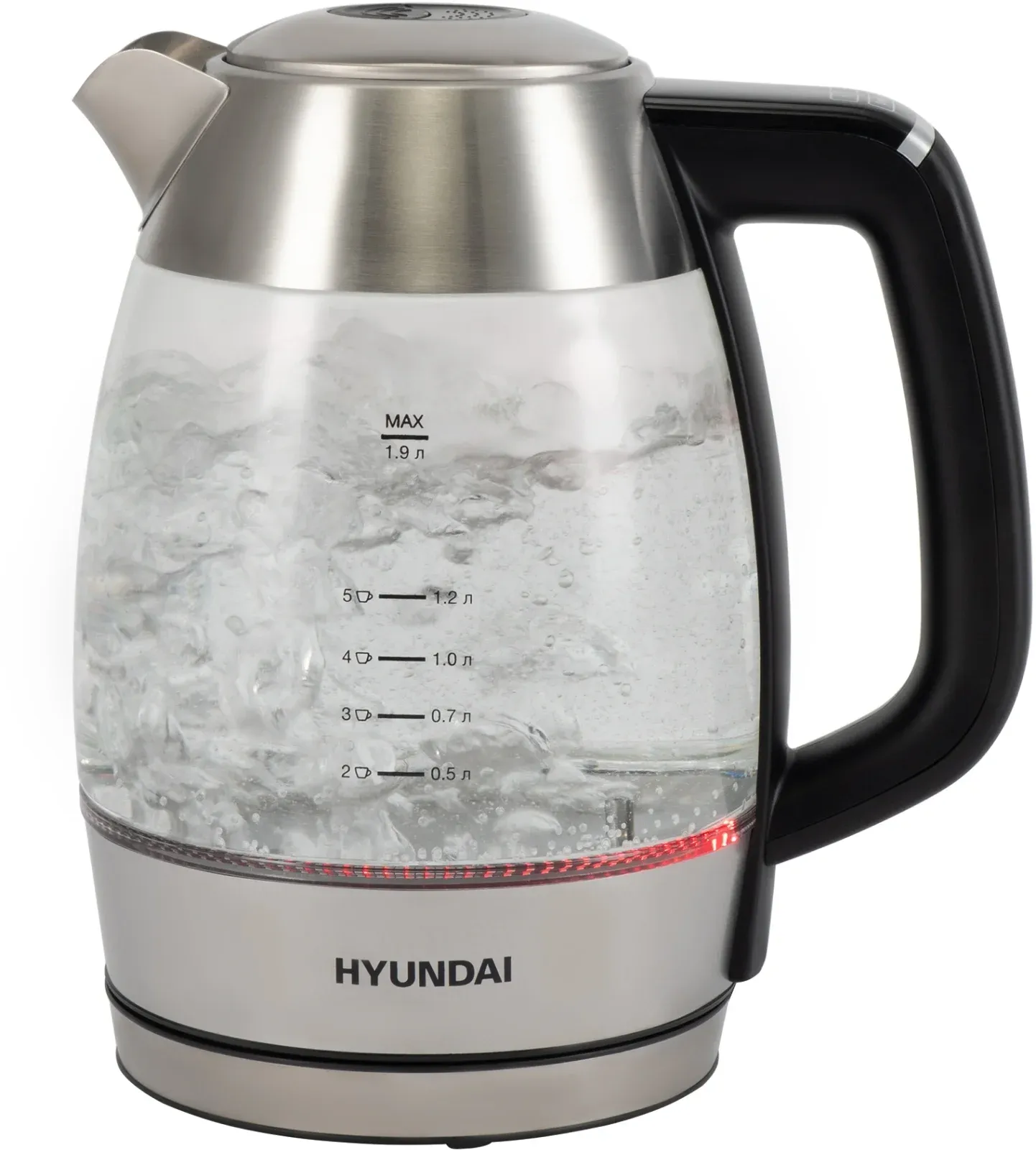 Чайник электрический Hyundai HYK-G9408 1.9л. 2200Вт черный/серебристый корпус: стекло - фото 4