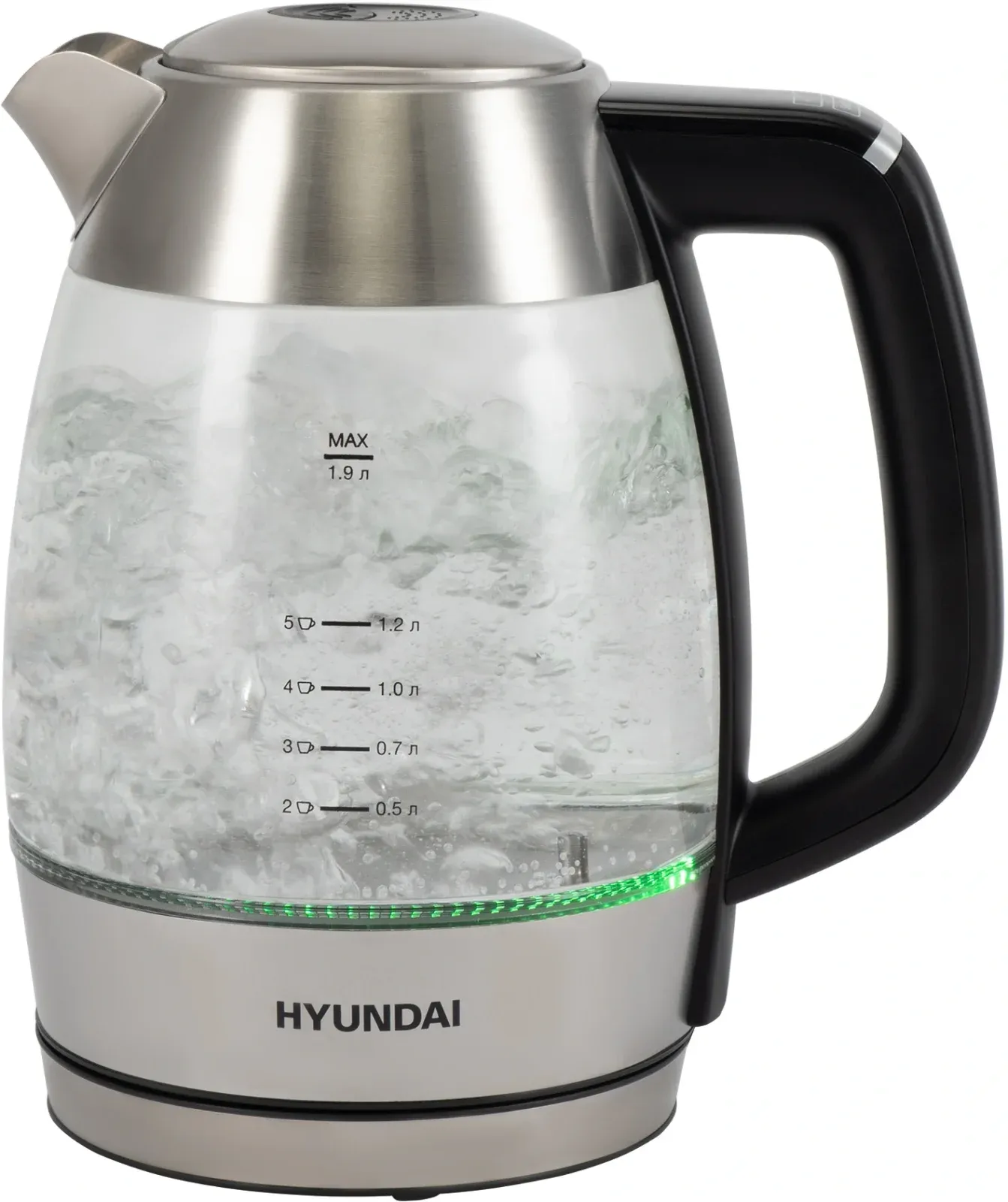 Чайник электрический Hyundai HYK-G9408 1.9л. 2200Вт черный/серебристый корпус: стекло - фото 5