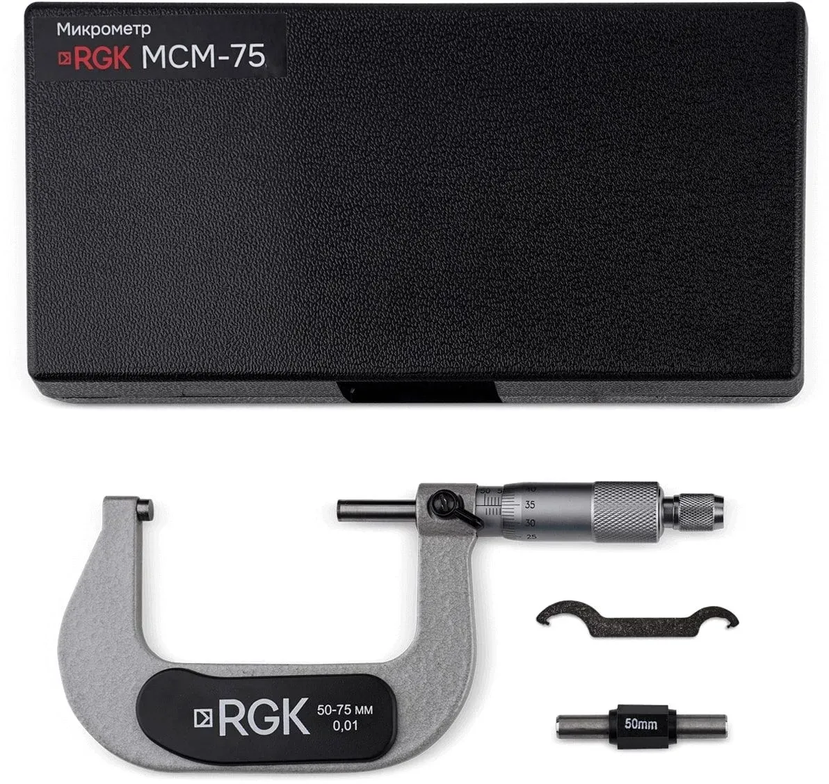Микрометр RGK MCM-75 гладкий МК разм.шага 0.01мм серый черный 756983 - фото 2